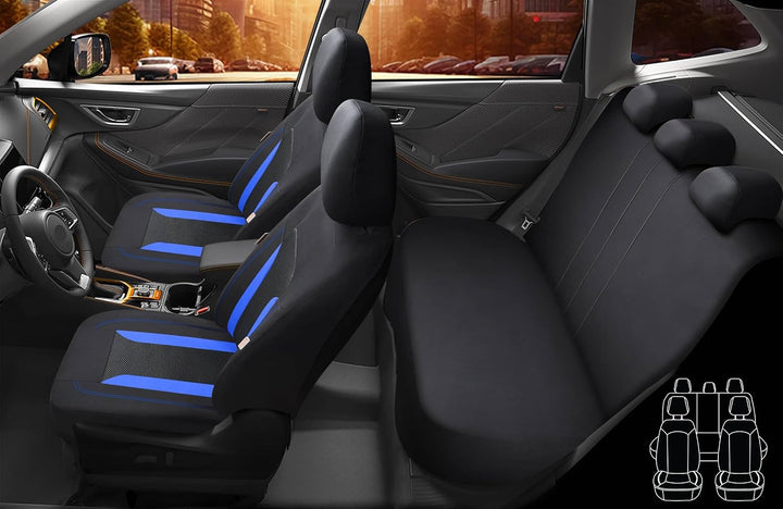 Schonbezüge-Komplettset für Peugeot 206 206+ Bj 1998-12 in Schwarz/Blau FT1