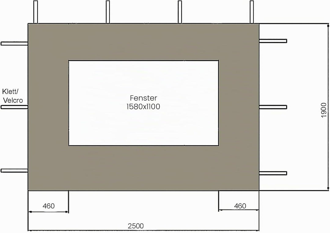 QUICK STAR Set Ersatzdach und 2 Seitenteile für Garten Pavillon 3x3m Grau RAL 7012 Antik Pavillondac