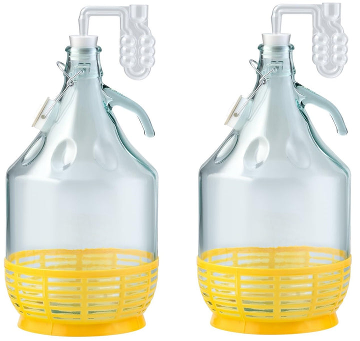 lilawelt24 2X 5L Flasche mit Bügelverschluss +Gummistopfen + Gärröhrchen/Gärballon Set Weinballon Gä
