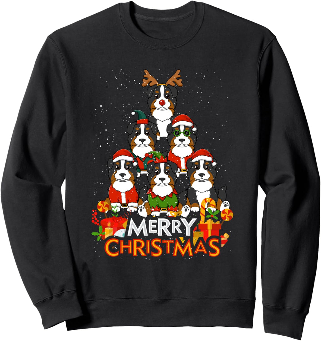 Berner Sennenhund Frohe Weihnachtsbaum Lichter Hund X-Mas Sweatshirt