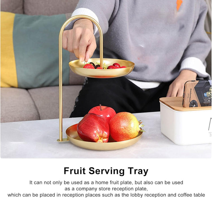 Doppellagiges Obsttablett, Eisen 2-lagiger Obstkorb Moderne Obst-Snack-Aufbewahrungsstange Trockenob