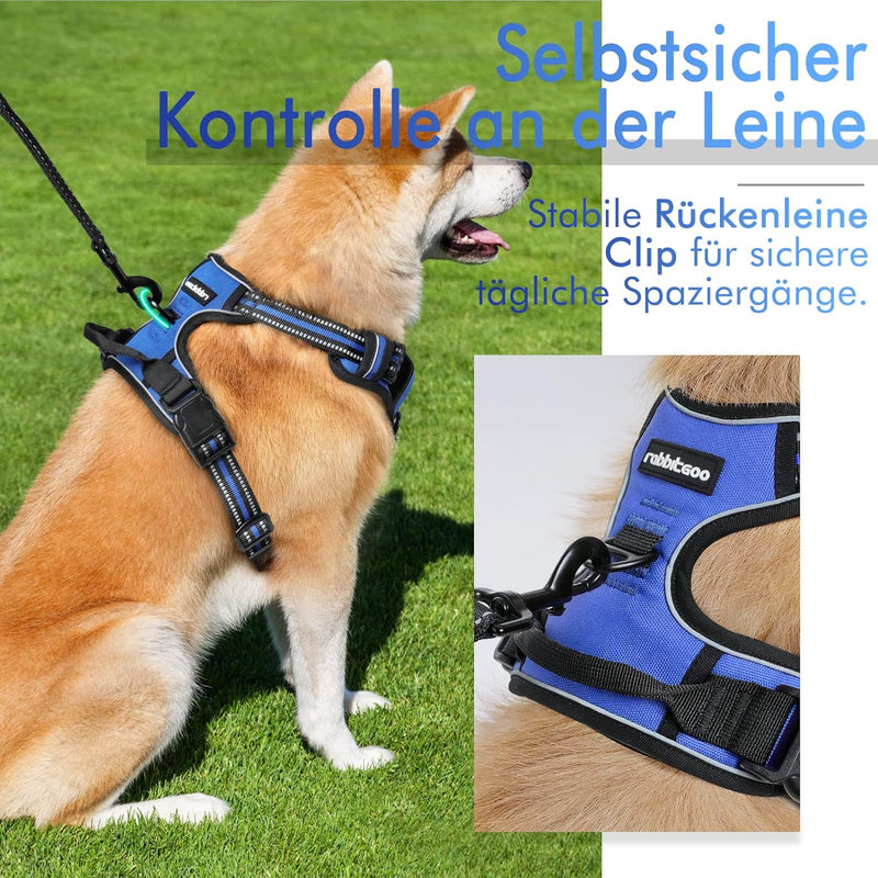 rabbitgoo Hundegeschirr Mittelgrosse Hunde Anti Zug Geschirr Hund mit Kontrolle No Pull Verstellbar