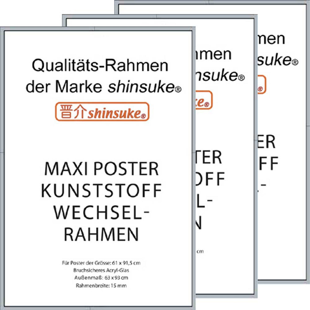 empireposter 3 Stück Wechselrahmen Shinsuke® Maxi-Poster 61,5x91cm Qualitätsrahmen, Profil: 15mm - K