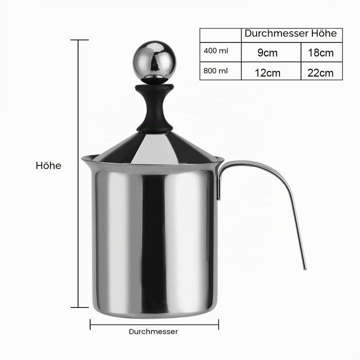 Milchaufschäumer, 800ML Edelstahl Milk frother Manuelle Handheld Milchaufschäumer Double Mesh Kaffee