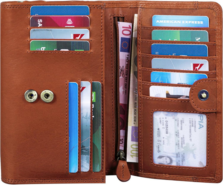 Benthill Portemonnaie Leder Gross - Geldbörse mit RFID Schutz - Geldbeutel aus echtem Rindsleder mit