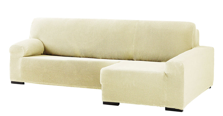Eysa Cora bielastisch Sofa überwurf Chaise Longue rechts, frontalsicht, Farbe 01-beige, Polyester-Ba
