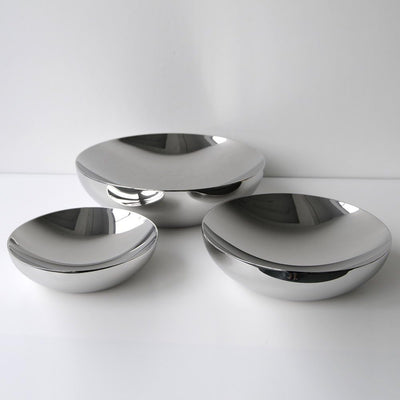 Alessi Double doppelwandige Schale, aus Edelstahl, Silber,8.5 x 34 x 19.5 cm, 8.5 x 34 x 19.5 cm