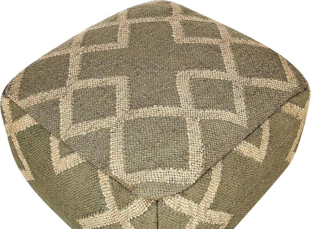 Pouf Jute und Wolle grün / beige quadratisch 50 x 50 x 30 cm orientalisch Gopi