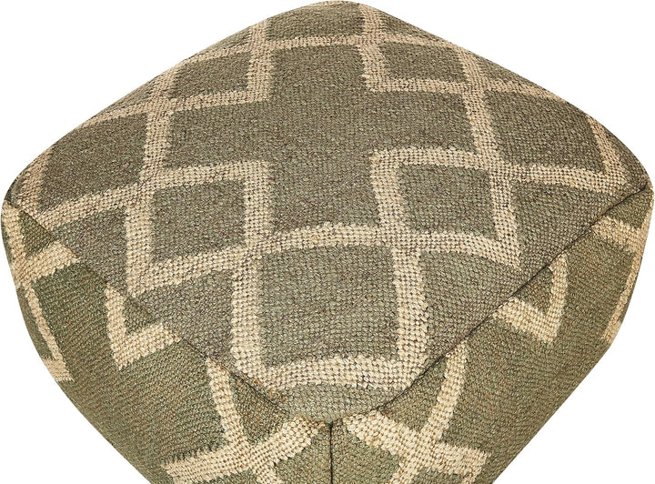 Pouf Jute und Wolle grün / beige quadratisch 50 x 50 x 30 cm orientalisch Gopi