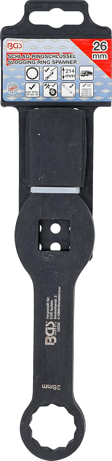 BGS 35336 | Schlag-Ringschlüssel | Zwölfkant | mit 2 Schlagflächen | SW 26 mm Schlüsselweite: 26 mm,