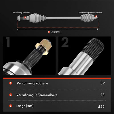 Frankberg 1x Antriebswelle Vorne Rechts Kompatibel mit Avenger 3.6 2012-2014 Freemont 345 2.0 JTD 4x