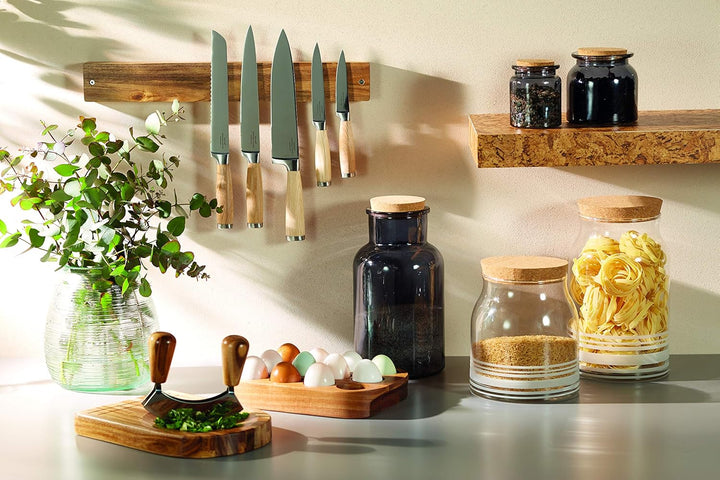 KitchenCraft Natural Elements Magnetischer Messerhalter aus Akazienholz - 45 x 6 x 3 cm - aus ökolog