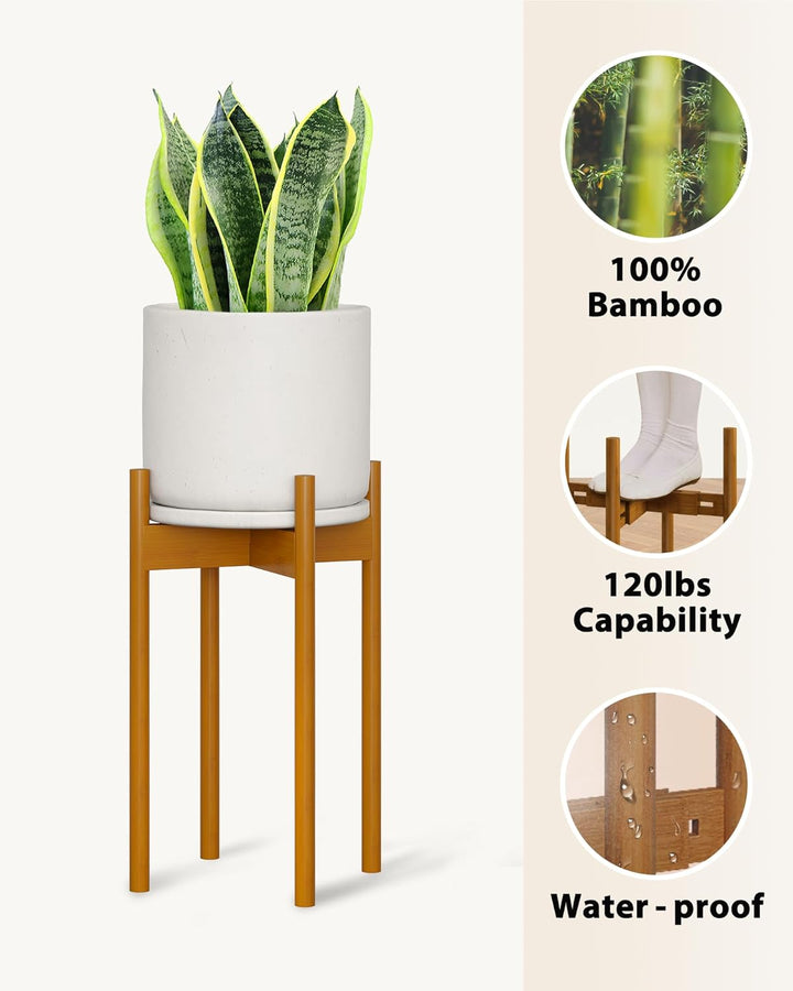 Bamworld Pflanzenständer Indoor Einstellbar, Bambus Blumentopf Ständer 20-30 cm, Pflanzenhocker Holz