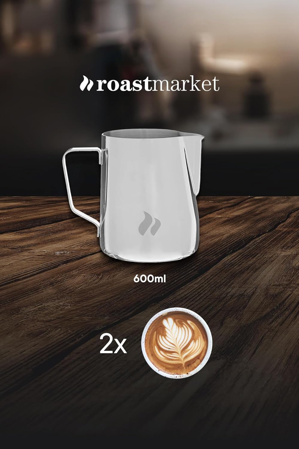 roastmarket Milchkännchen – Ideal zum Milchaufschäumen - Für Cappuccino & Latte Art – Aufschäumkännc