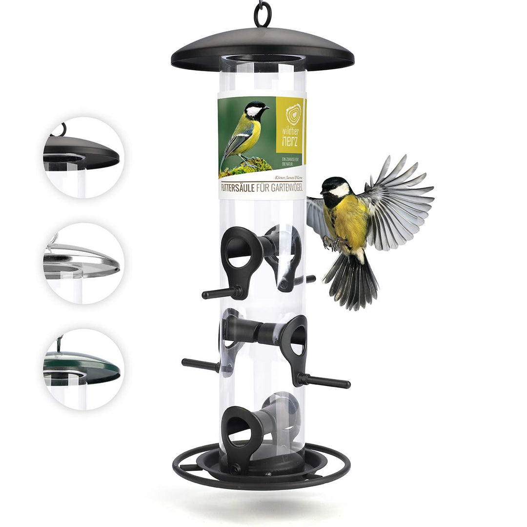 wildtier herz I Körner Vogelfutterspender 35cm - aus rostfreiem Metall, Vogel Futterstation, Futters