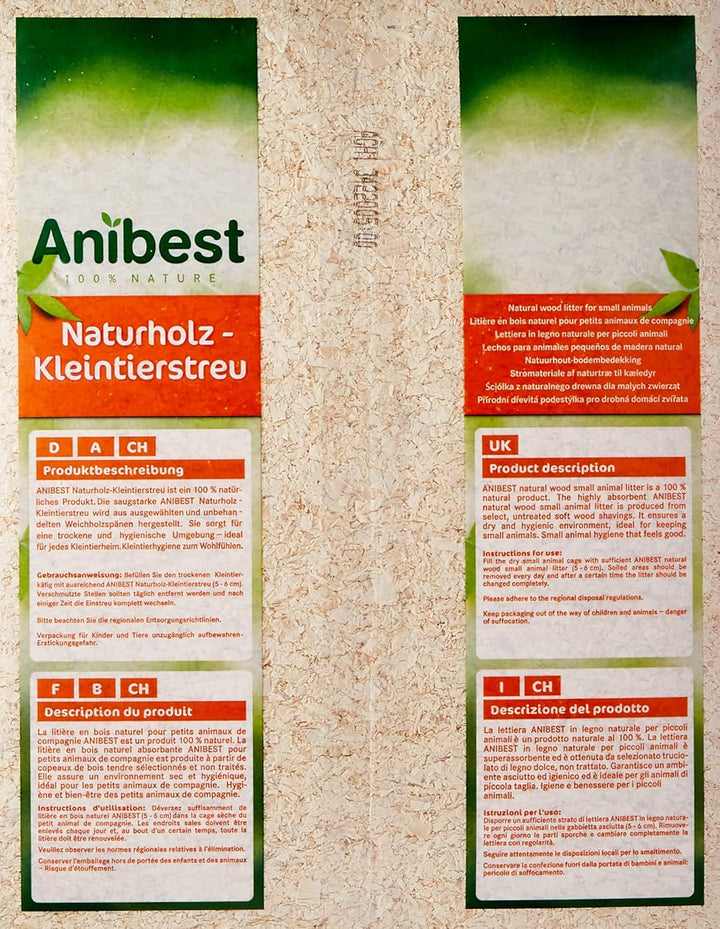 Anibest Kleintierstreu, 100% natürliche Einstreu für Kaninchen, Hamster, Meerschweinchen & Co, saugf