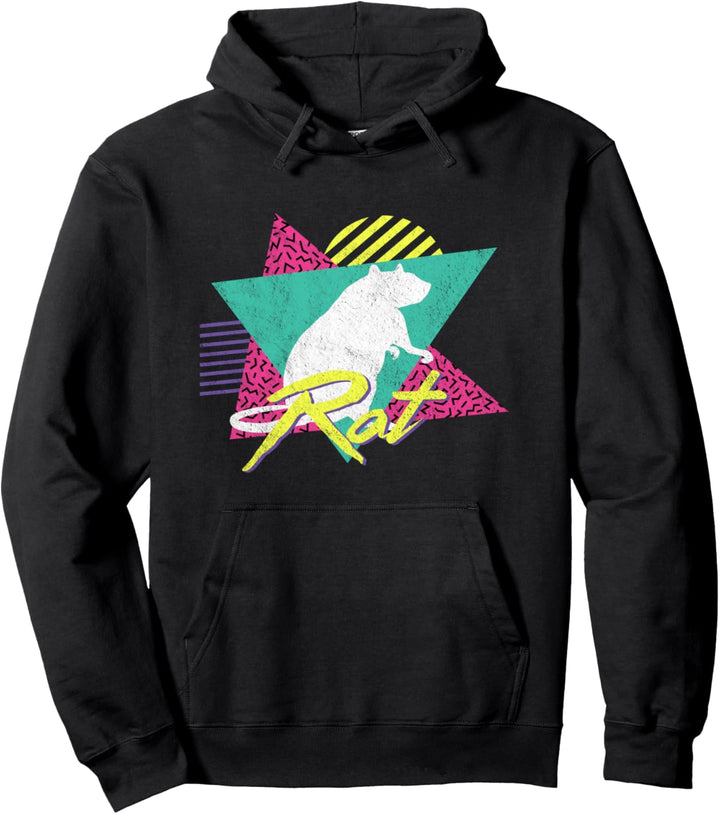 Vintage Retro 80er oder 90er Jahre Coole Ratte Pullover Hoodie