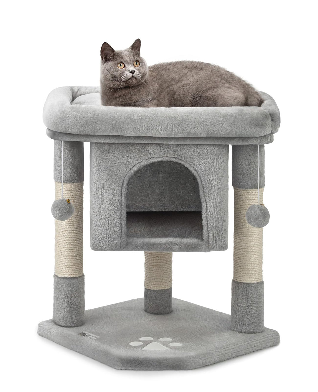 lionto Kratzbaum Kletterbaum Katzenkratzbaum Katzenbaum Höhe 60 cm, hellgrau, Hellgrau