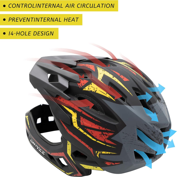 Kinder Fahrradhelm Leicht Integralhelm Kinder mit Abnehmbaren Kinnschutz Abnehmbarer Visier Kinder D