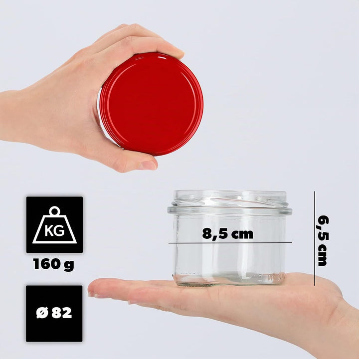 KADAX 20er Set Marmeladengläser 235ml TO82 Rot, Einmachgläser Vorratsgläser Mason Jar mit Schraubdec