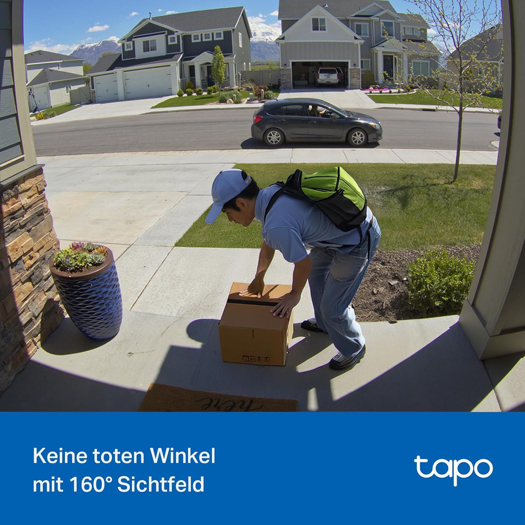 Tapo D205 Akku-Videotürklingel | WLAN Türklingel mit Kamera | 2K, 160° Weitwinkel, Zwei-Wege-Audio |