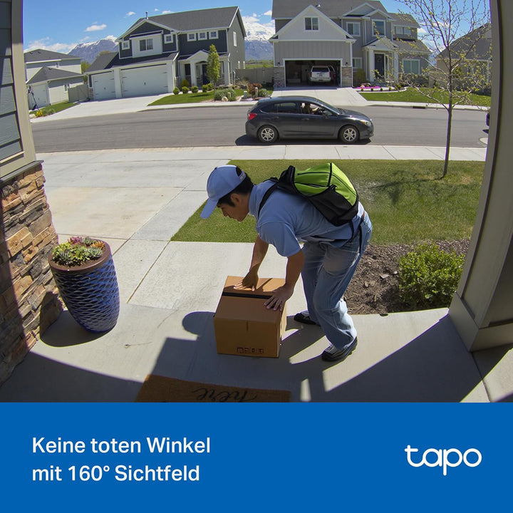 Tapo D205 Akku-Videotürklingel | WLAN Türklingel mit Kamera | 2K, 160° Weitwinkel, Zwei-Wege-Audio |