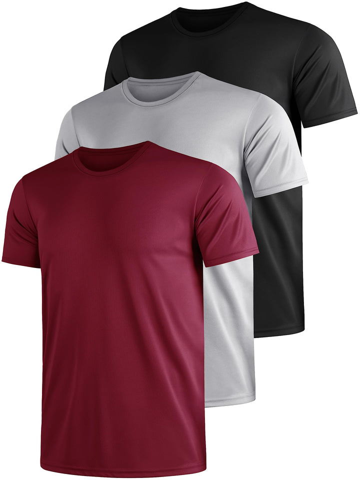 Funktionsshirt Herren Sport T Shirt Kurzarm 3er Pack Atmungsaktiv Männer Tshirt Sportkleidung Workou