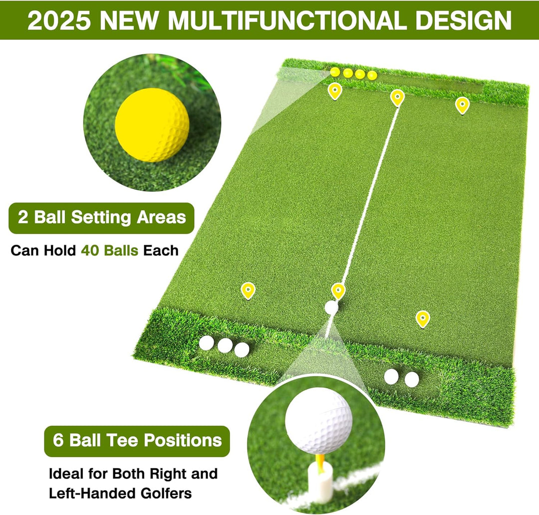 Golfmatte 150 x 120cm, Golf Abschlagmatte, Golf Übungsmatte mit 10 Golfbällen & 3 Gummi-Tees, 6 Absc