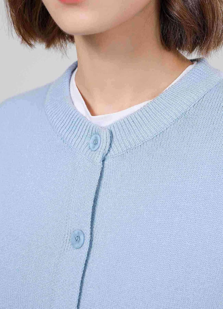 SMILING PINKER Damen Strickjacke Langarm Cardigan Warm Rundhals Strickweste Jacke mit Knopfleiste un