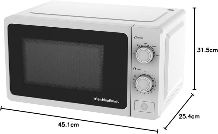 Melchioni Family Mikrowelle mit Grill 20 l, Welle, multifunktionale Mikrowelle, kleine Mikrowelle 80