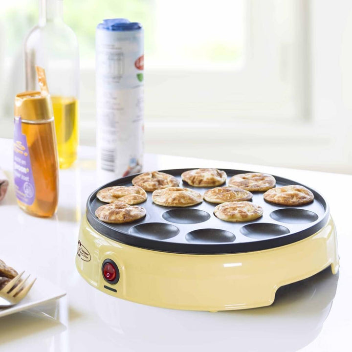 Bestron Poffertjes Maker im Retro Design, Mini Pfannkuchen Automat, mit Antihaftbeschichtung, Sweet