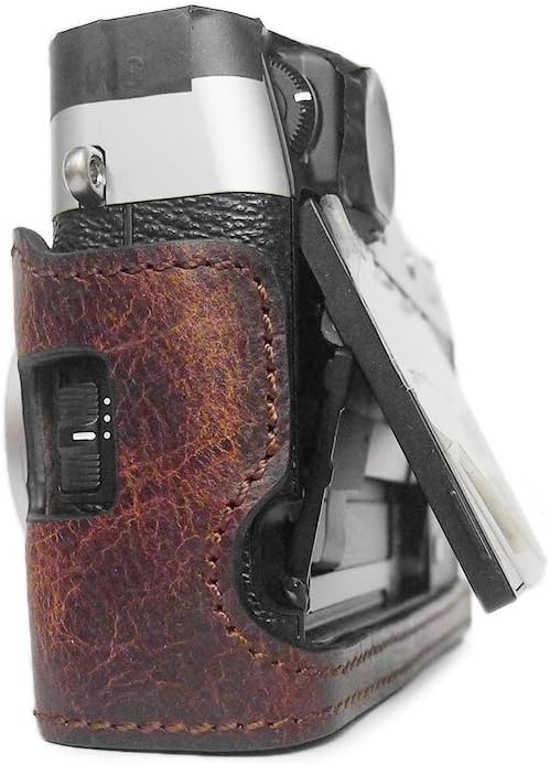 MUZIRI KINOKOO Echtleder Tasche für FUJI X100V Echtleder Grip Case Fujifilm X100V Bottom Case Schutz