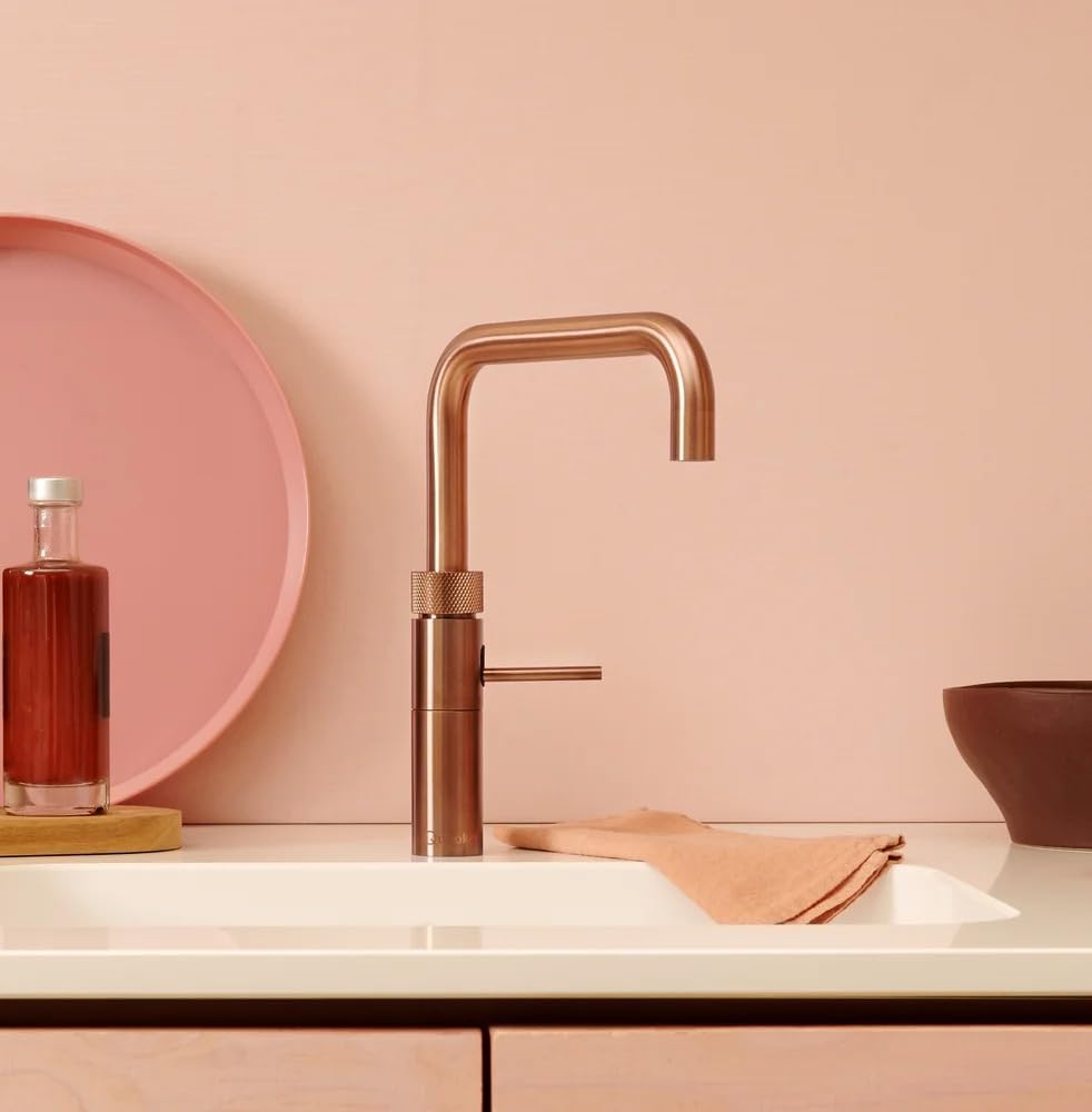 Quooker mit Reservoire COMBI+ und CUBE kochend Wasserhahn (Fusion Square, Kupfer Rosé) Fusion Square