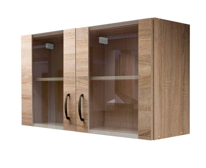Flex Well Glas-Hängeschrank HERNE - Oberschrank vielseitig einsetzbar - 2-türig - Breite 100 cm - Ei