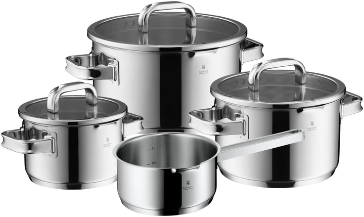 WMF Function 4 Advanced Topfset Induktion 4-teilig, Glasdeckel mit 4 Abgiessfunktionen, Cromargan Ed