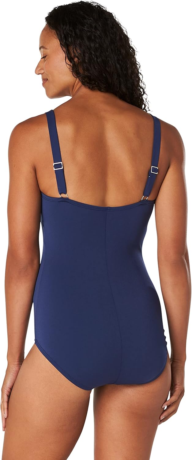 Speedo Damen Einteiler Endurance+ Gerafftes Tanktop moderater Schnitt Badeanzug Peacoat 6, Peacoat 6