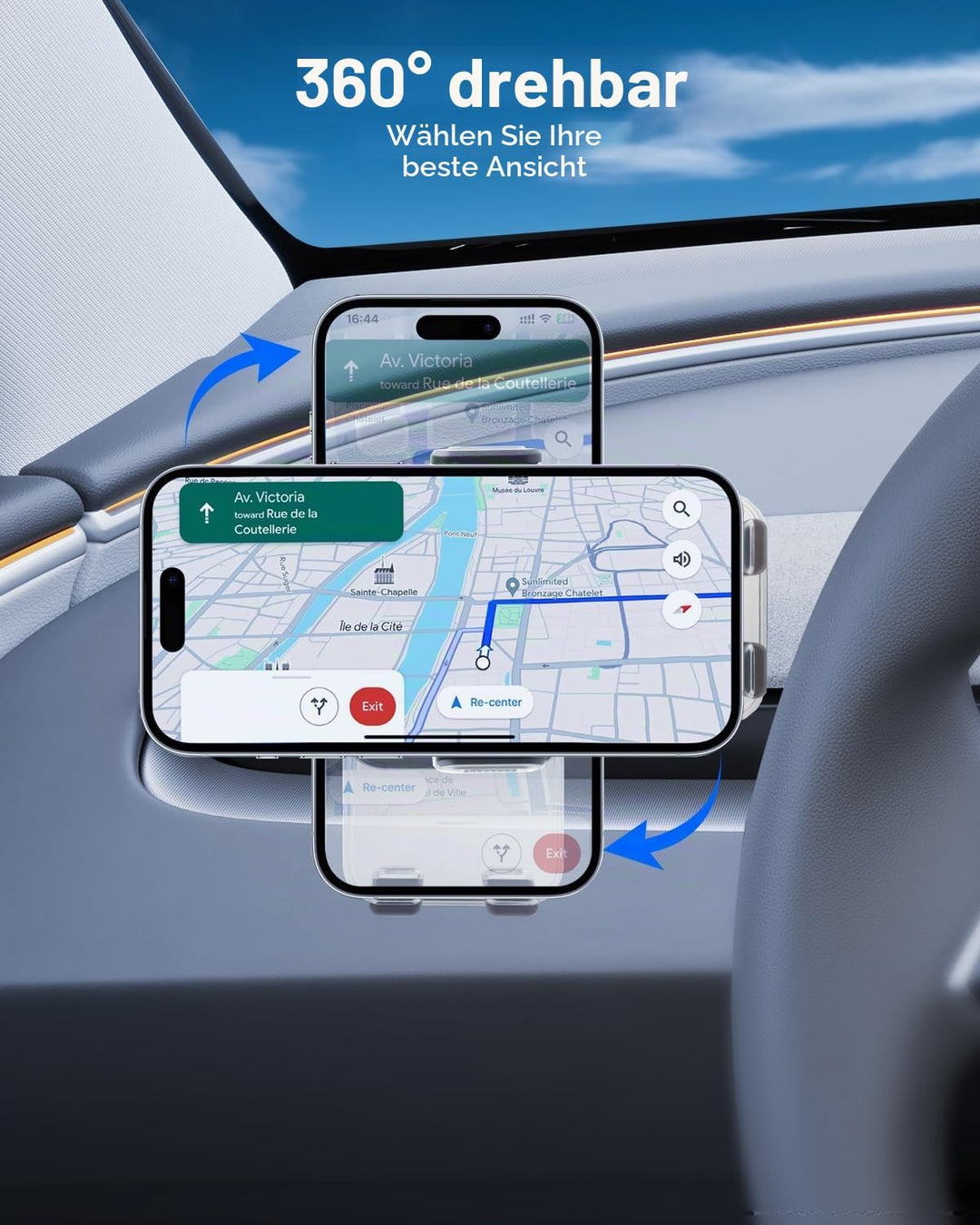 Handyhalterung für Tesla Model Y 2025-2026 und Model 3 2024-2026 360° Drehbare Belüftungsschlitze Ha