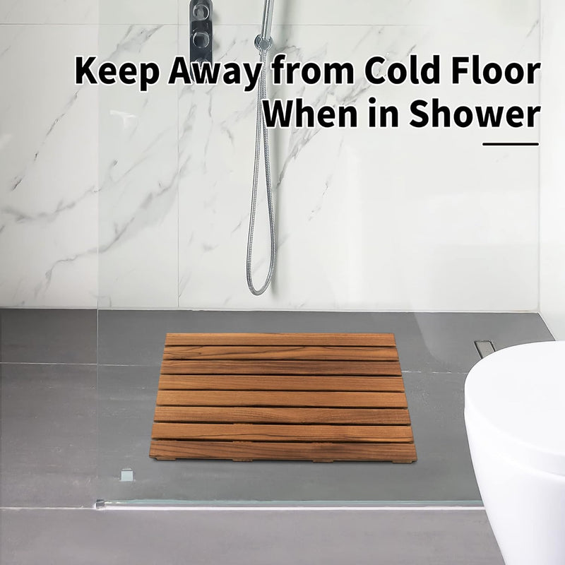 VaeFae Teak Duschmatte rutschfeste Badematte Luxus Spa Matte Holzmatte für Badewanne 43.2 x 66 cm La