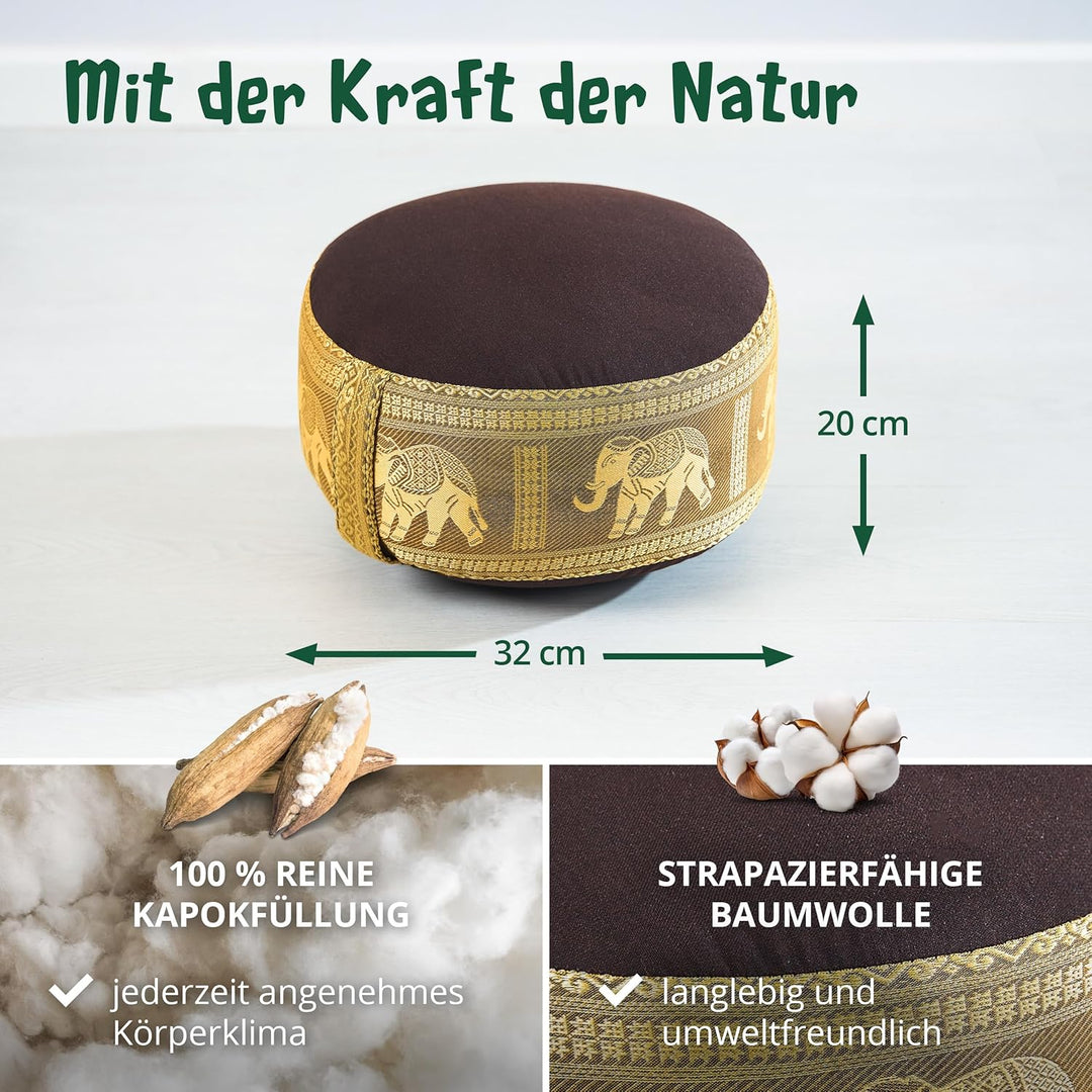 Livasia Meditationskissen Thaiseide, Yogakissen klein mit Kapok, Pouf, Bodenkissen Yoga Zen Meditati