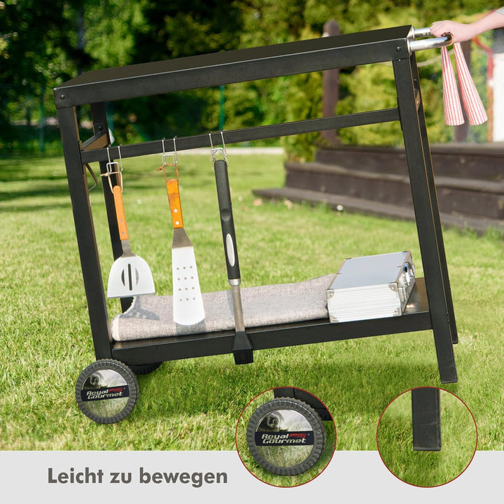 Royal Gourmet Grillwagen Grilltisch Outdoor Beistelltisch Garten Trolley Outdoorküche Multifunktione