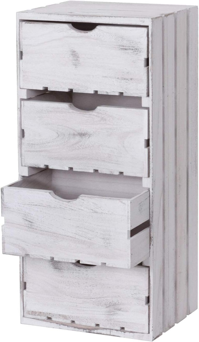 Mendler Kommode HWC-C62, Schubladenkommode Holzkiste, Shabby-Look Vintage, 4 Schubladen 70x32x26cm -