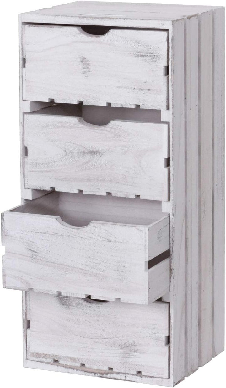 Mendler Kommode HWC-C62, Schubladenkommode Holzkiste, Shabby-Look Vintage, 4 Schubladen 70x32x26cm -