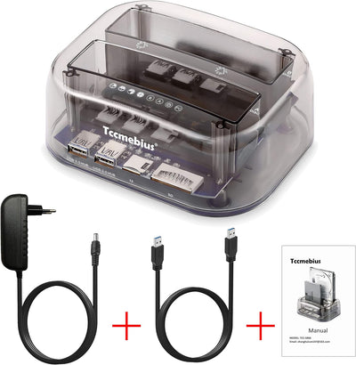 Tccmebius TCC-S866 USB 3.0 zu SATA Doppel Bay Extern Festplatte Dockingstation mit USB 3.0 Hub und K