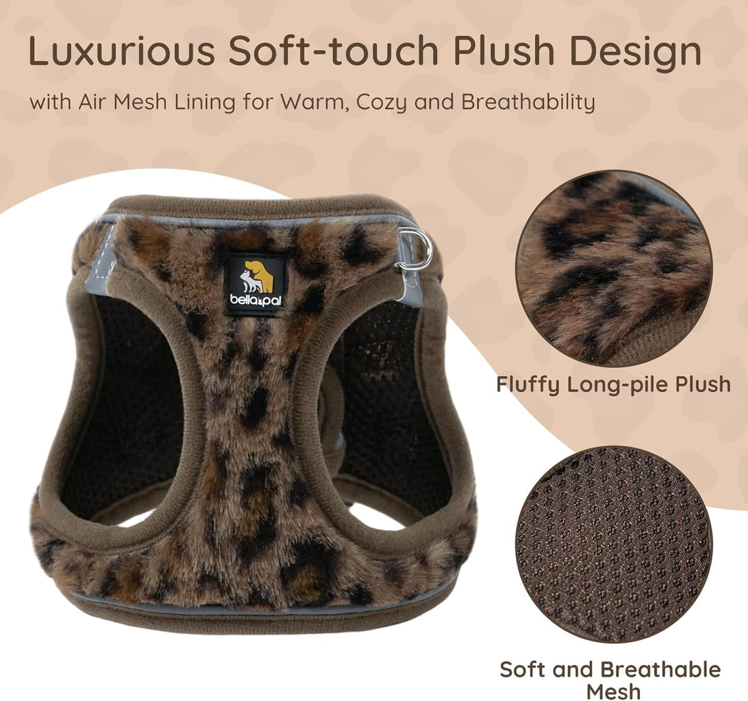 BELLA & PAL Hundegeschirr Kleine Hunde mit Leine, Step-in-Geschirr aus Langflorplüsch, Wärme |Anti-Z