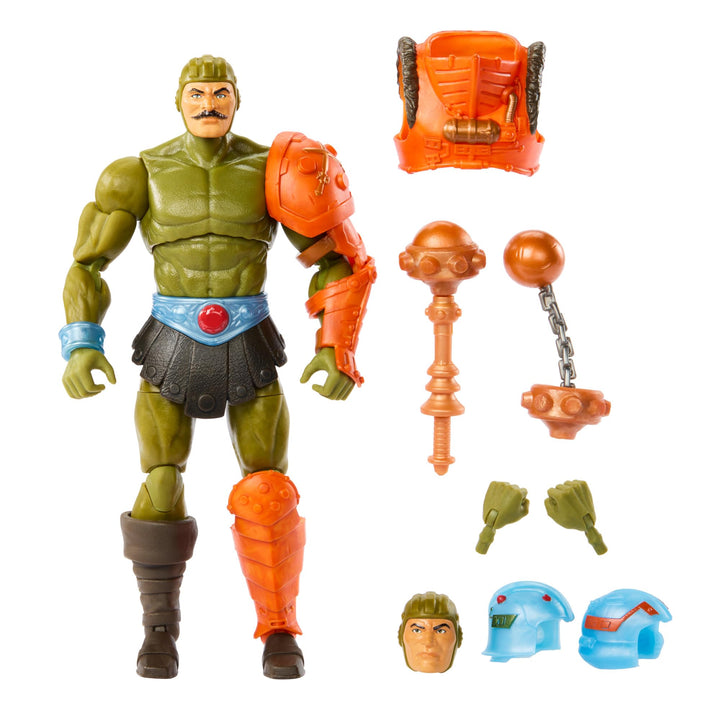 Masters of the Universe Masterverse New Eternia Man-At-Arms Actionfigur, 30 bewegliche Gelenke, aust