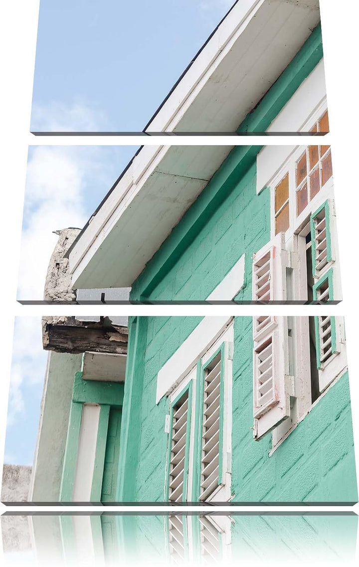 Pixxprint altes karibisches Haus als Leinwandbild/Grösse: 3 Teilig (120x80) cm/Wandbild/Kunstdruck/f