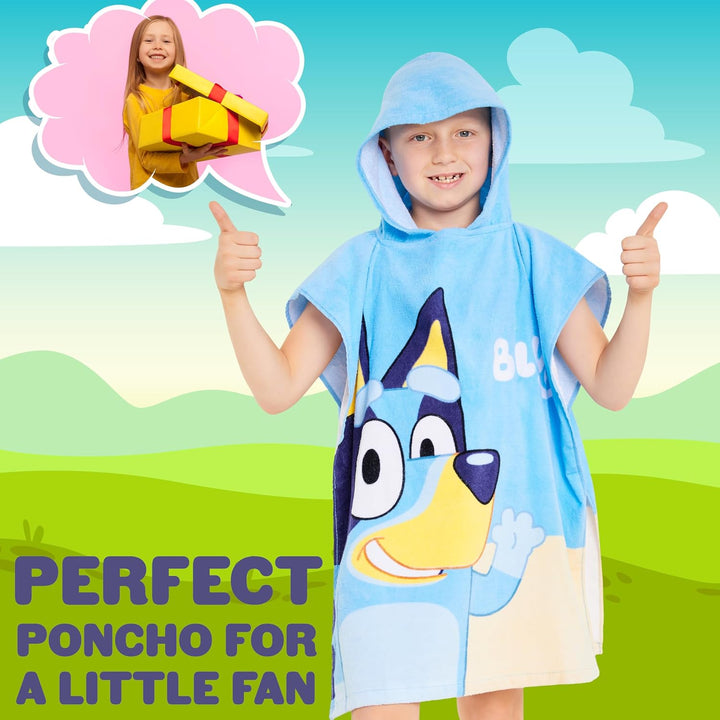 BlueY Badeponcho Kinder mit Kapuze Baumwolle Frottee Poncho Handtuch Kinder Jungen Mädchen Kaputzenh