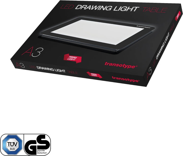 transotype LED Leuchttisch DIN A3, stufenlos dimmbar, auch in DIN A4 auswählbar, LED DRAWING LIGHT T