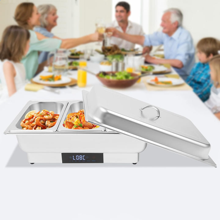 Elektrisches Buffetwärmer Speisenwärmer Chafing Dish Buffet Server Edelstahl Speisenwärmer mit Tempe
