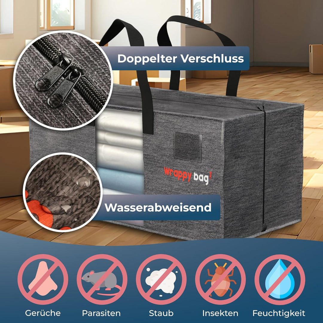 WRAPPYBAG 8er-Set Kunststoff Aufbewahrungstasche – Jumbo XXL Tasche Gross – Wasserabweisend, Stabil,